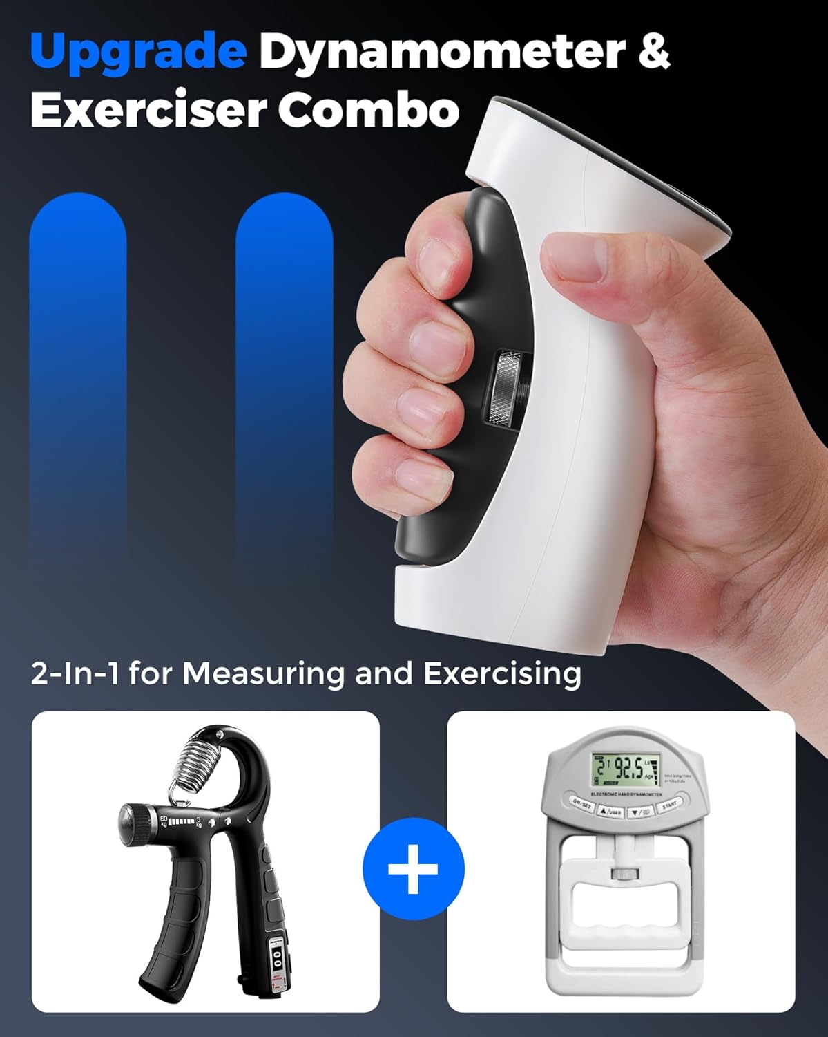 Dynamometer: Digital Electronic Measure Gripper Trainer Muscle Grips Strengthener Test Meter Handgrip Pressure Measurement Device - Handheld Squeeze Force Gauge Dynometer